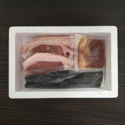 北海道真狩産 ハーブ豚のロースしゃぶ100g×2、だし用昆布5g×1袋、たれ15g×2袋