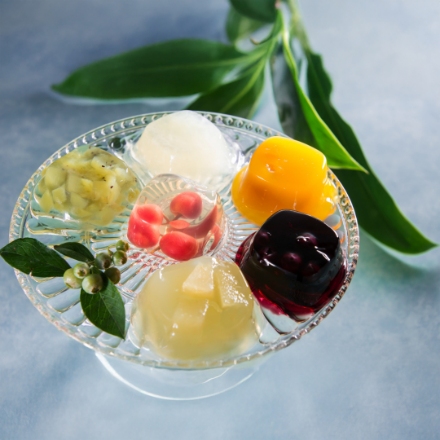 「銀座千疋屋」 銀座ゼリー　9個(マンゴー、キウイ、ブルーベリー75g×各2、ラ・フランス、グレープフルーツ、さくらんぼ　75g×各1)