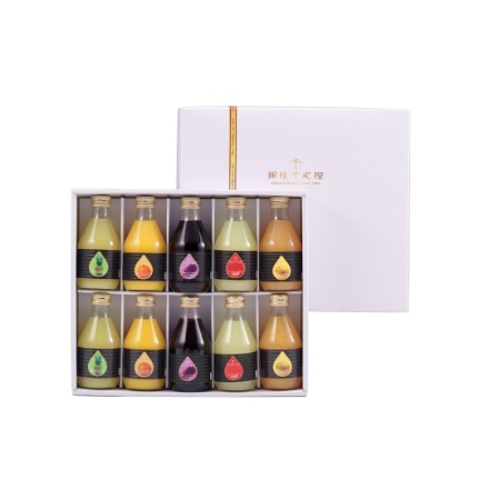 「銀座千疋屋」 銀座ストレートジュース１０本（パイナップル、みかん、ぶどう、りんご、グレープフルーツ）