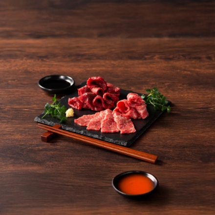 熊本 「フジチク」 ふじ馬さしセット（赤身/中とろ/たれ/生姜小袋）