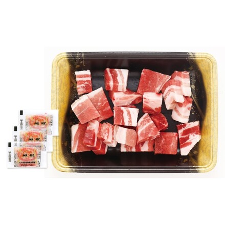 九州産黒豚 角切りステーキ（ばら肉・かた肉 各150g）ヒマラヤ岩塩付