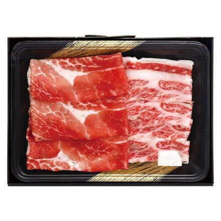 黒毛和牛と黒豚のすきやき肉（［黒毛和牛］ばら肉120g、［黒豚］もも肉120g）