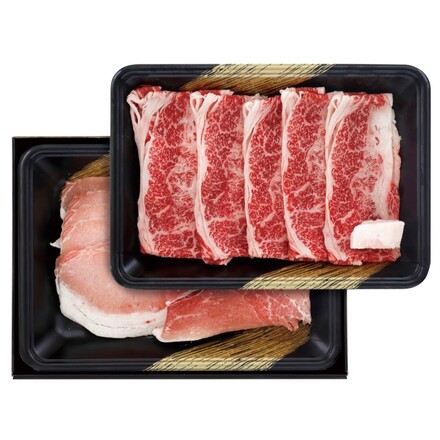 黒毛和牛と黒豚のすきやき肉（［黒毛和牛］ばら肉200g［黒豚］ロース肉・もも肉 各100g）