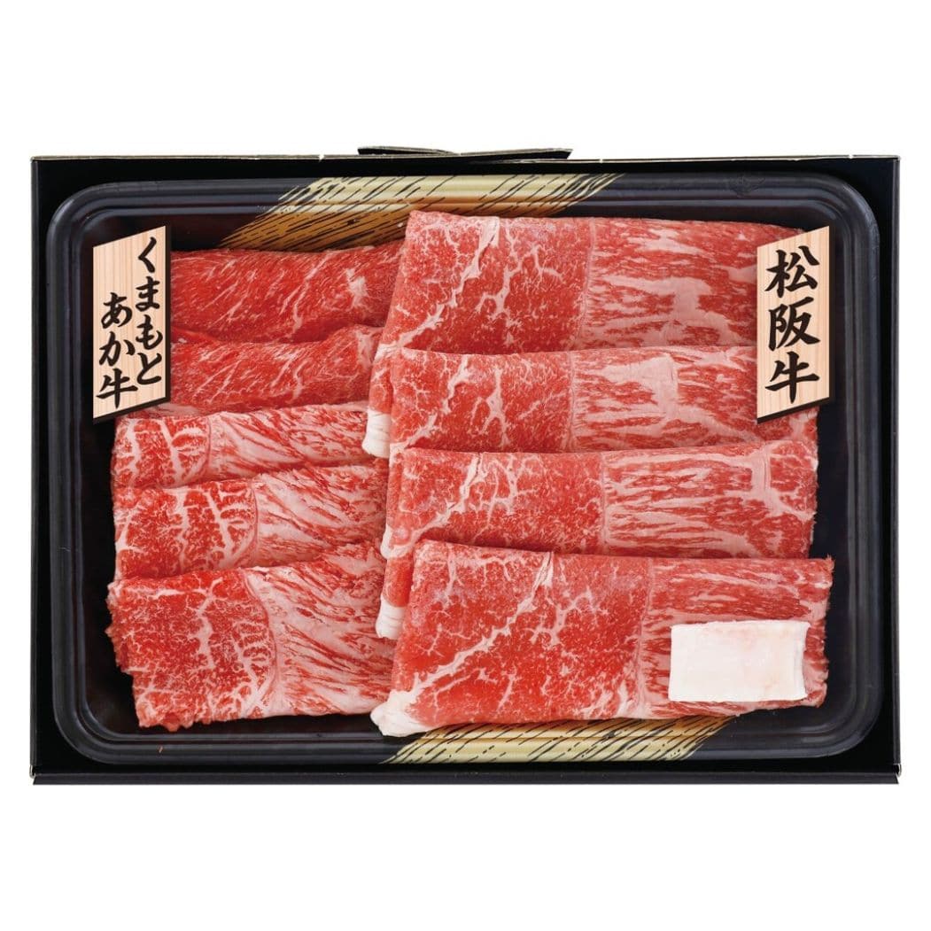松阪牛とくまもとあか牛のすきやき肉 松阪牛もも肉・くまもとあか牛もも肉 各225g