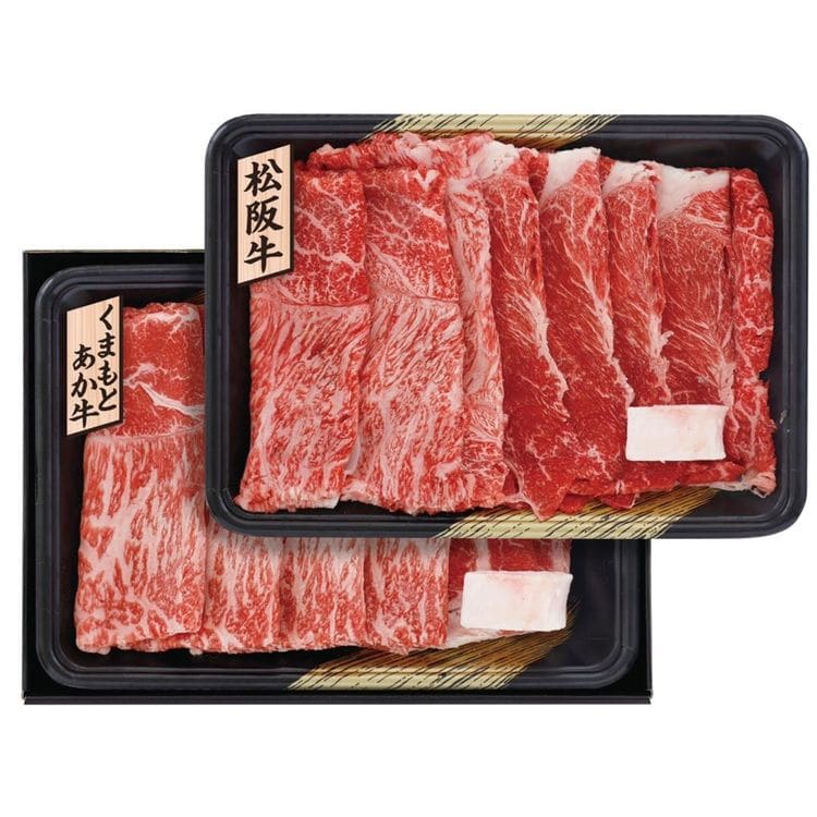 松阪牛 くまもと あか牛のすきやき肉 松阪牛 もも肉 くまもとあか牛 もも肉 各340g