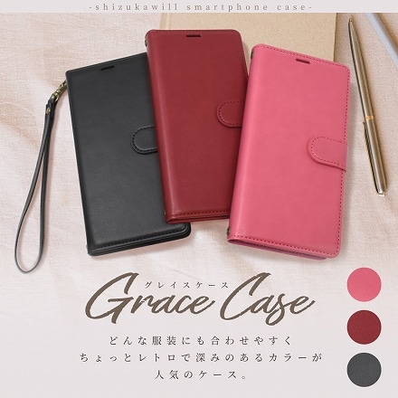 Xiaomi スマホケース カバー 手帳型ケース グレイスケース shizukawill シズカウィル カージナルレッド Mi Note10 Lite