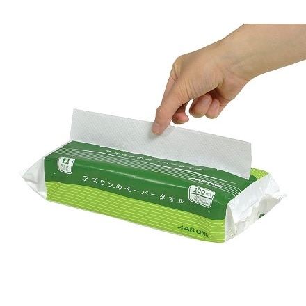 アズワンのペーパータオル 小判サイズ 1ケース (200枚/袋×48袋入) 1CS 再生紙100% やわらかな風合い (7-829-51)