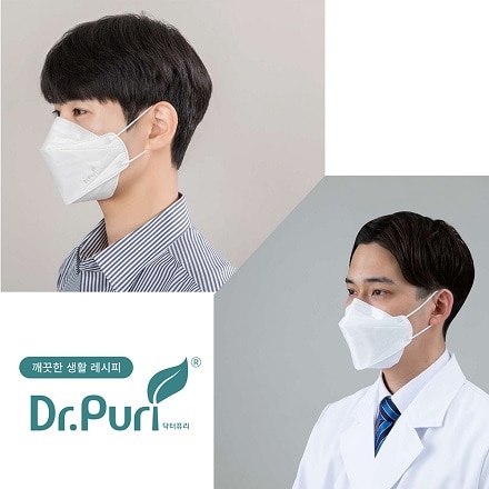 Dr.Puri KF94 飛沫防護 マスク ダイヤモンド型 4層フィルター 20袋入 細菌ろ過効率99％ 不織布 柔らかい耳バンド (4-4287-01)