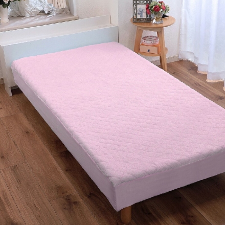 パッド一体型 ボックスシーツ シングル タオル素材 ブルー