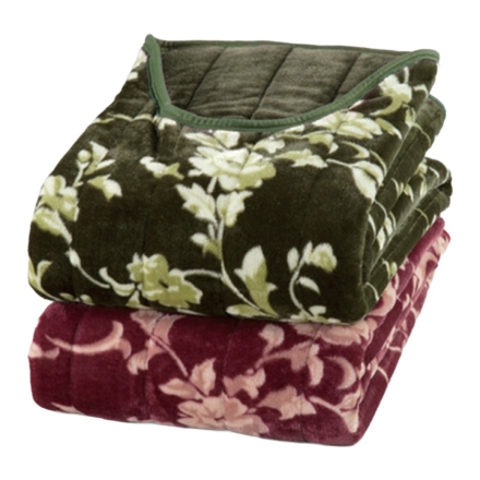 中綿増量 マイヤー2枚合わせ 入りくりえり 毛布布団 ブラウン