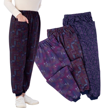 プリント裏起毛お洒落もんぺ おまかせ3柄組 同サイズ