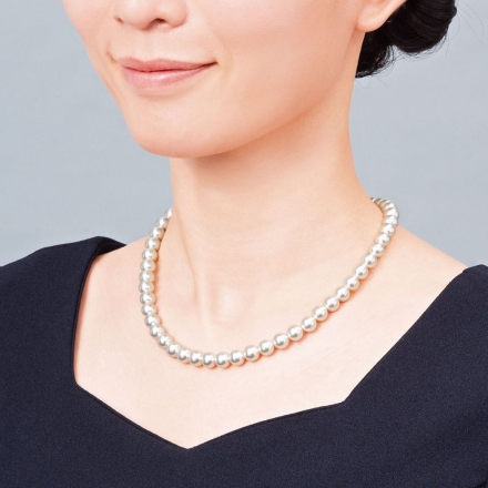 国産8mm貝パールネックレス 日本製 貝パール ネックレス フォーマル シェル真珠 貝真珠