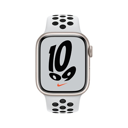 Apple Watch Nike Series 7（GPS + Cellularモデル）- 41mmスターライトアルミニウムケースとピュアプラチナム/ブラックNikeスポーツバンド - レギュラー with AppleCare+