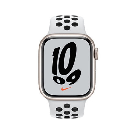 Apple Watch Nike Series 7（GPSモデル）- 41mmスターライトアルミニウムケースとピュアプラチナム/ブラックNikeスポーツバンド - レギュラー with AppleCare+