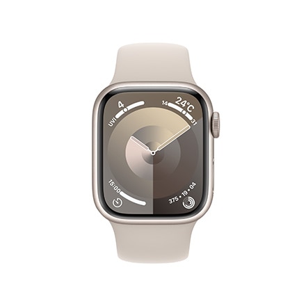 Apple Watch Series 9（GPSモデル）- 41mmスターライトアルミニウムケースとスターライトスポーツバンド - S/M with AppleCare+