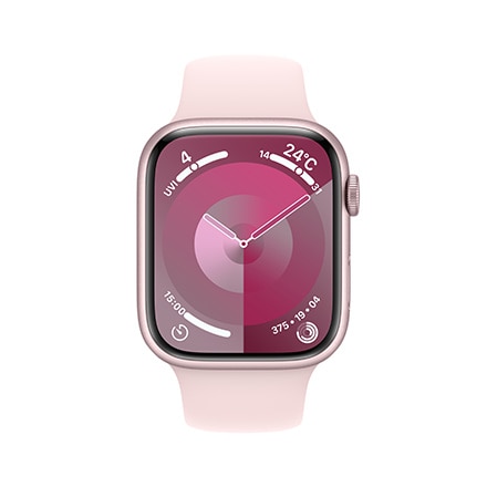 Apple Watch Series 9（GPSモデル）- 45mmピンクアルミニウムケースとライトピンクスポーツバンド - M/L with AppleCare+