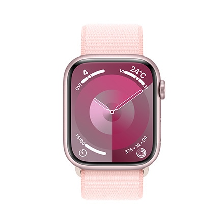 Apple Watch Series 9（GPSモデル）- 45mmピンクアルミニウムケースとライトピンクスポーツループ with AppleCare+