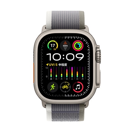 Apple Watch Ultra 2（GPS + Cellularモデル）- 49mmチタニウムケースとグリーン/グレイトレイルループ-S/M with AppleCare+