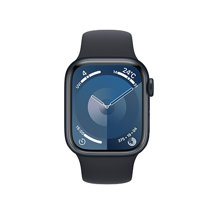 Apple Watch Series 9（GPS + Cellularモデル）- 41mmミッドナイトアルミニウムケースとミッドナイトスポーツバンド - S/M with AppleCare+