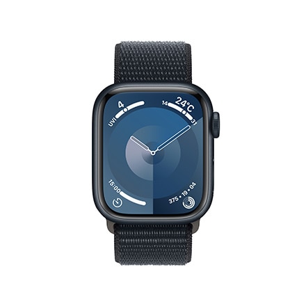 Apple Watch Series 9（GPS + Cellularモデル）- 41mmミッドナイトアルミニウムケースとミッドナイトスポーツループ with AppleCare+