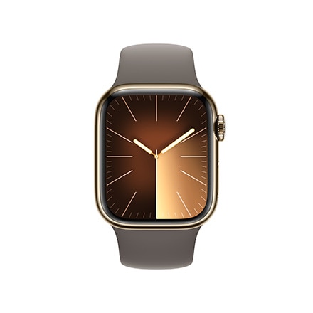 Apple Watch Series 9（GPS + Cellularモデル）- 41mmゴールドステンレススチールケースとクレイスポーツバンド - S/M with AppleCare+