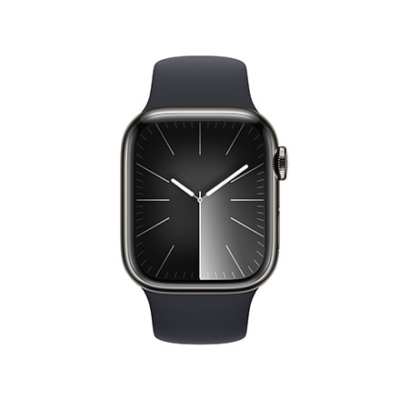 Apple Watch Series 9（GPS + Cellularモデル）- 41mmグラファイトステンレススチールケースとミッドナイトスポーツバンド - S/M with AppleCare+