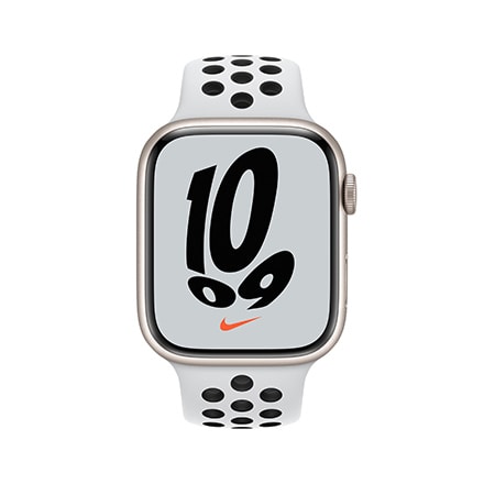 Apple Watch Nike Series 7（GPSモデル）- 45mmスターライトアルミニウムケースとピュアプラチナム/ブラックNikeスポーツバンド - レギュラー