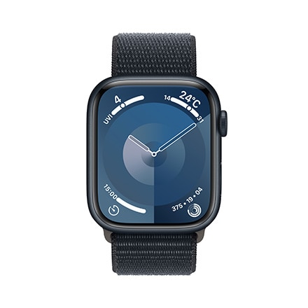 Apple Watch Series 9（GPSモデル）- 45mmミッドナイトアルミニウムケースとミッドナイトスポーツループ