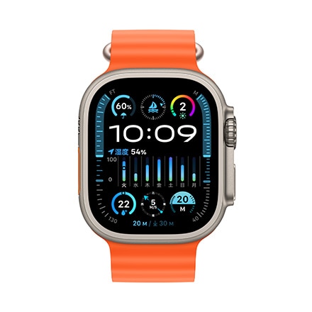 Apple Watch Ultra 2（GPS + Cellularモデル）- 49mmチタニウムケースとオレンジオーシャンバンド