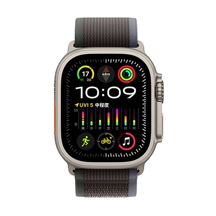 Apple Watch Ultra 2（GPS + Cellularモデル）- 49mmチタニウムケースとブルー/ブラックトレイルループ-S/M