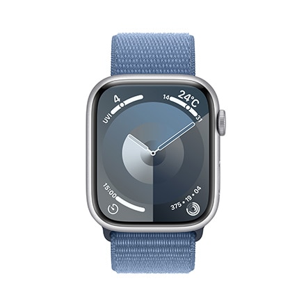 Apple Watch Series 9（GPS + Cellularモデル）- 45mmシルバーアルミニウムケースとウインターブルースポーツループ