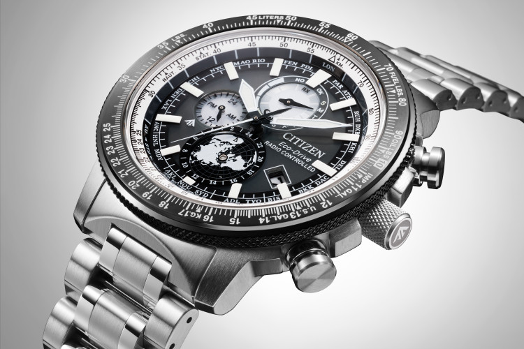 CITIZEN シチズン PROMASTER プロマスター SKY スカイ BY3006-53H メンズ 腕時計 光発電 エコドライブ 電波 飛行計算尺 ワールドタイム 20気圧防水 サファイアガラス ステンレスケース