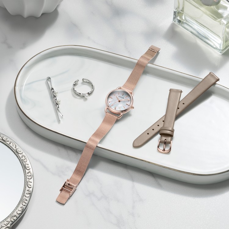 CITIZEN シチズン wicca ウィッカ KP6-065-21 レディース 腕時計 ソーラーテック 光発電 白蝶貝文字板 ピンクゴールド 替えバンド付属 5気圧防水 冬限定モデル