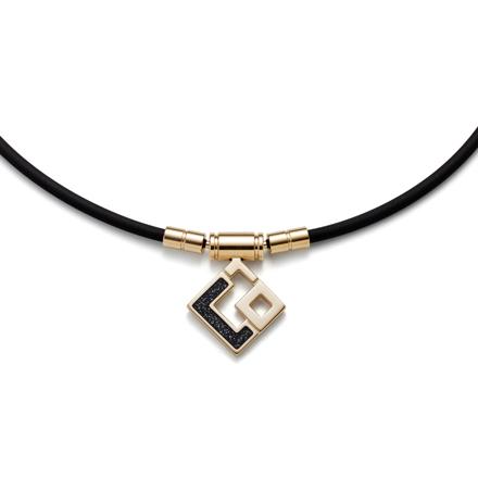 コラントッテ 磁気ネックレス TAOネックレス スリム AURA mini (アウラ ミニ) シャンパンゴールド×ブラックラメ DAAAI101 Mサイズ & ハンドタオル セット