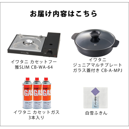 イワタニ カセットフー 雅SLIM CB-WA-64 カセットコンロ ＆ ジュニアマルチプレート CB-A-MPJ ＆ カセットガス ＆ 白雪ふきん