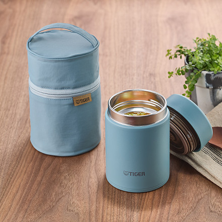 【フードジャー＆ポーチ】タイガー魔法瓶 MKL-W050AL クラウドブルー 0.5L 真空断熱フードジャー＆ MKL-Z50PAL クラウドブルー 0.4L 0.5L 兼用 専用ポーチ