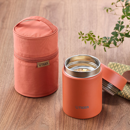 【フードジャー＆ポーチ】タイガー魔法瓶 MKL-W050TL バーミリオン 0.5L 真空断熱フードジャー＆MKL-Z50PTL バーミリオン 0.4L 0.5L 兼用 専用ポーチ