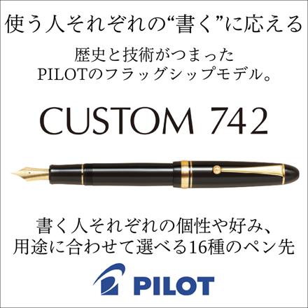 パイロット 万年筆セット カスタム742 FKK-2000R-B-EF ＆ 万年筆を楽しむひとことメモ RP-M01 ＆色彩雫 INK-15N-TY 月夜 ＆ 色彩雫 INK-15N-MO 紅葉 & クロス