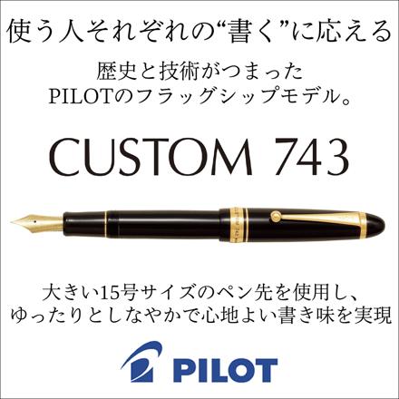 パイロット 万年筆セット カスタム743 FKK-3000R-B-F ＆ 万年筆を楽しむひとことメモ RP-M01 ＆色彩雫 INK-15N-TY 月夜 ＆ 色彩雫 INK-15N-MO 紅葉 & クロス