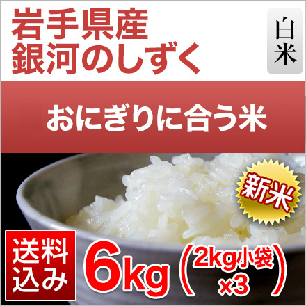 新米 白米 岩手県産 銀河のしずく 6kg 2kg×3袋 特A評価 令和6年産