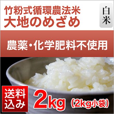 白米 竹粉式循環農法米 大地のめざめ （熊本県産 ヒノヒカリ） 2kg 農薬・化学肥料不使用 令和5年産