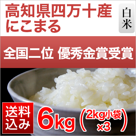 白米 高知四万十産 にこまる 6kg 2kg×3袋 特別栽培米 令和5年産