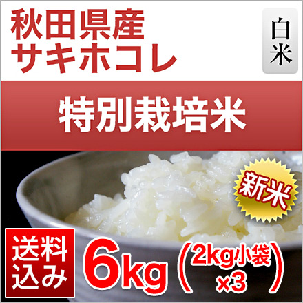 新米 白米 秋田県産 サキホコレ 6kg 2kg×3袋 特別栽培米 令和6年産