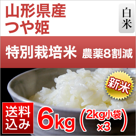 新米 白米 山形県産 つや姫 6kg 2kg×3袋 特別栽培米 令和6年産