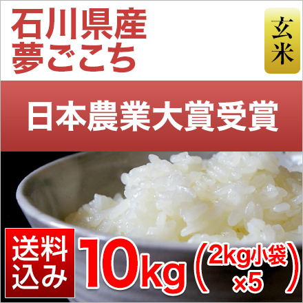 玄米 石川県産 夢ごこち 10kg 2kg×5袋 特別栽培米 令和5年産