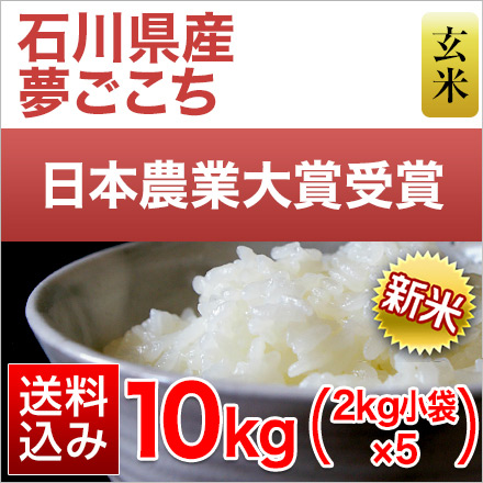 玄米 石川県産 夢ごこち 10kg 2kg×5袋 特別栽培米 令和5年産