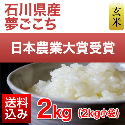 玄米 石川県産 夢ごこち 2kg 特別栽培米 令和5年産
