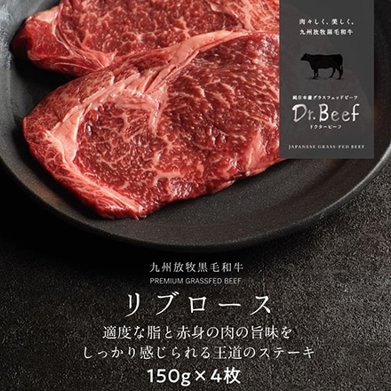 Dr.Beef 純日本産 グラスフェッドビーフ 黒毛和牛 リブロースステーキ 600g (150g×4枚)