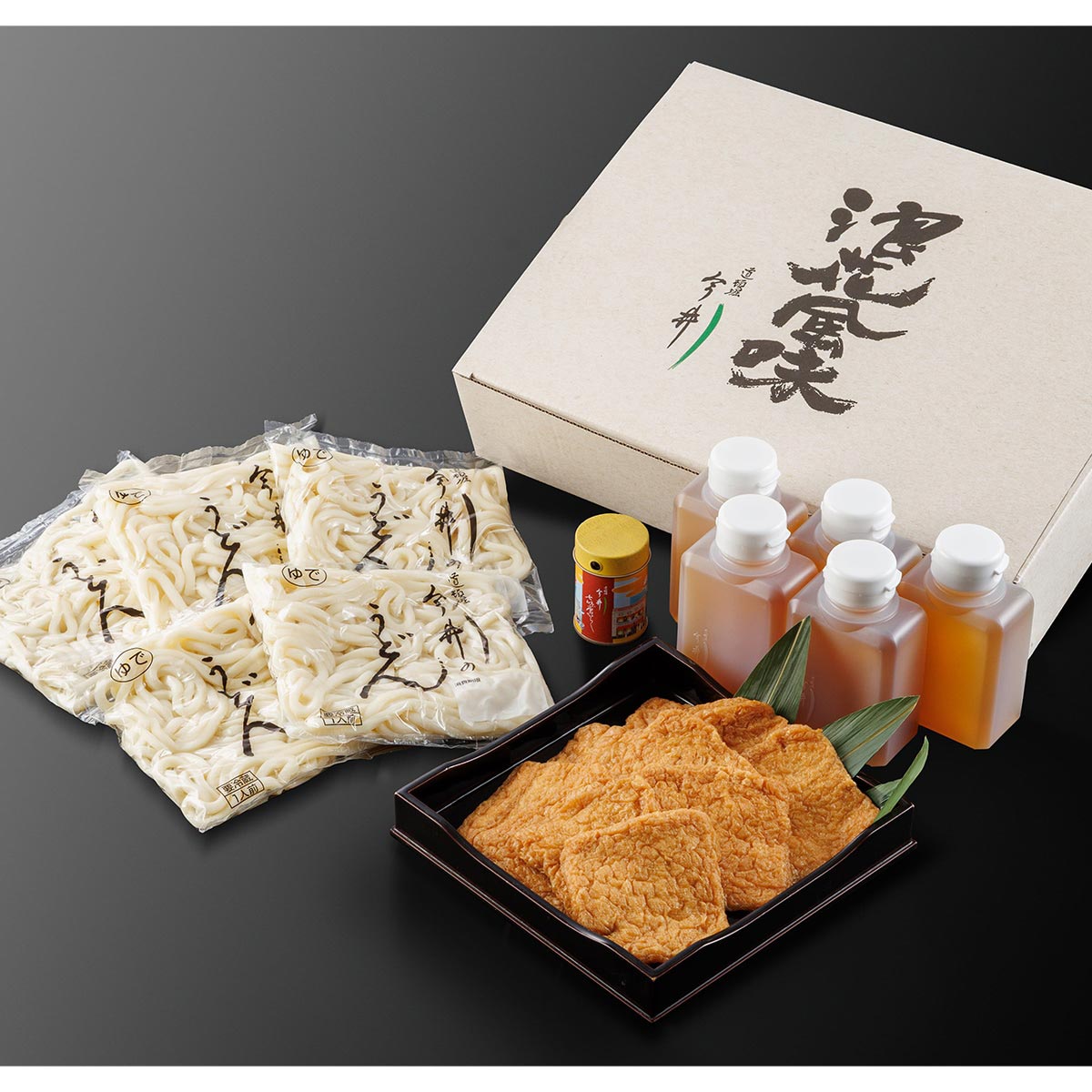 浪花風味 きつねうどん 5食 〔(麺・だし・油揚げ)×5、七味缶〕 うどん 冷蔵 大阪 道頓堀今井