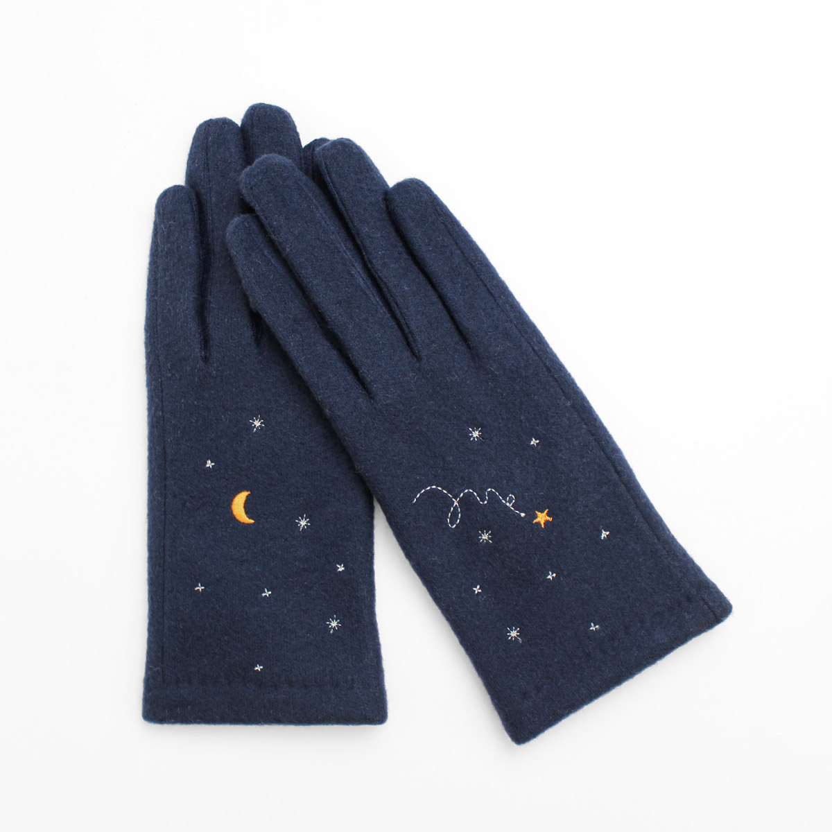 KURODA クロダ 女性用 夜空刺繍 ジャージグローブ 〔手囲いサイズ：21～22cm〕 手袋 BU